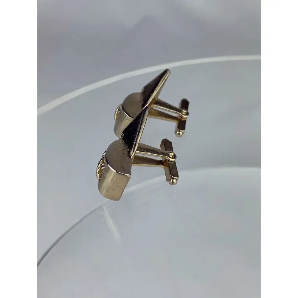 Retro 1980’s Style Geometric Gold Tone Cufflinks Flashy Funky Statement VTG N1